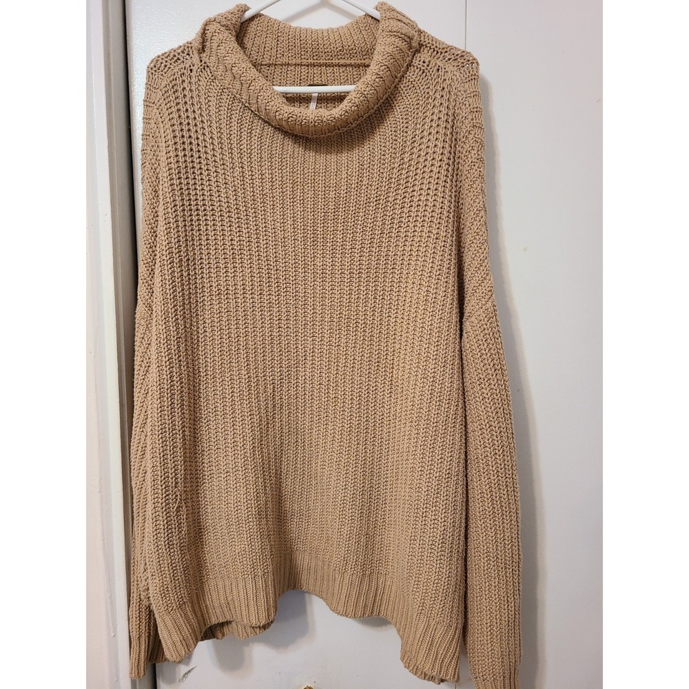 Free People Swim Too Deep Turtleneck Sweater Chunky Knit Oversized Fit. Size M